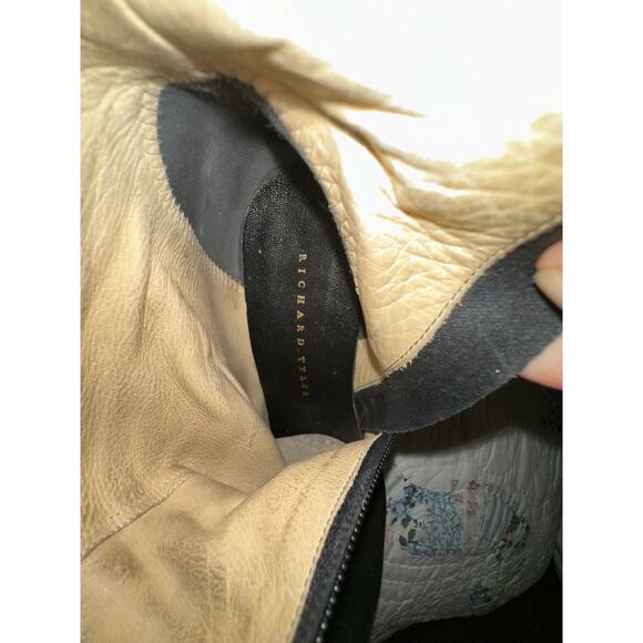 VINTAGE 80s 90s RICHARD TYLER BLACK SUEDE HIGH HEEL BOOTS 8 - Picture 6 of 11